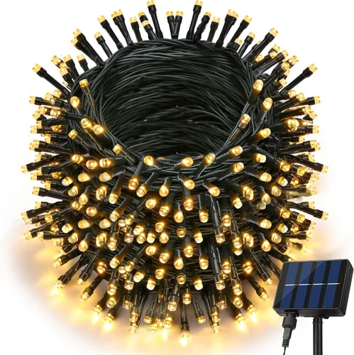 Vista 12 de Joomer Luces solares de Navidad para exteriores, paquete de 2 unidades en total de 144 pies, 400 LED, 8 modos, impermeables, luces solares de Blanco