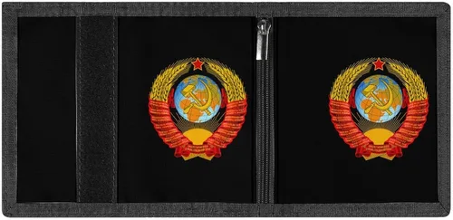 Vista 4 de Cartera triple con emblema de la URSS de la Unión Soviética, bolsillo frontal, tarjetero con monedero de viaje para hombres y mujeres