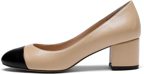 Vista 2 de Eldof Zapatos de vestir clásicos de 2 pulgadas con punta redonda para mujer con tacón bajo grueso para bodas fiestas oficina oficina zapatos