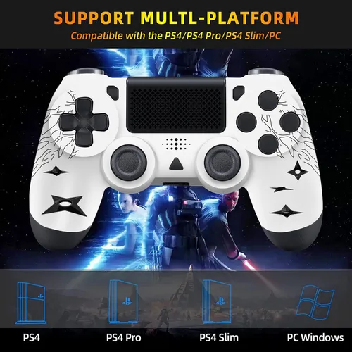 Vista 4 de FTFVaska - Controlador PS-4 inalámbrico controlador Bluetooth PS4 Gamepad compatible con PS-4SlimPro mandos a distancia PS4 ojo blanco