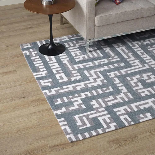 Vista 8 de Modway Nahia - Alfombra geométrica de laberinto de 5 x 8 pies, color marfil, gris claro y amarillo plátano