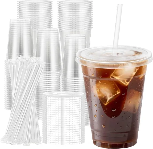 Vista 10 de Paquete de 100 vasos de plástico de 20 onzas, tazas de café helado