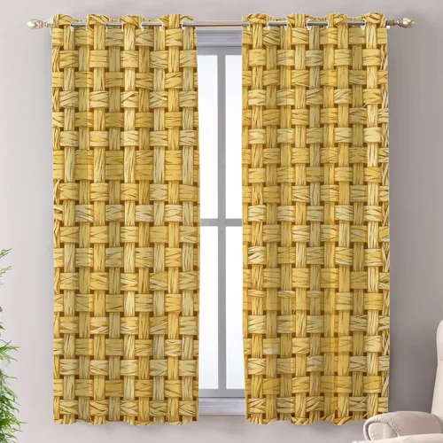 Vista 51 de Shrahala Cortinas rústicas de granja para ventanas de cocina, textura de cesta tejida, paneles de cortina rústica para ventana de granja, poliéster