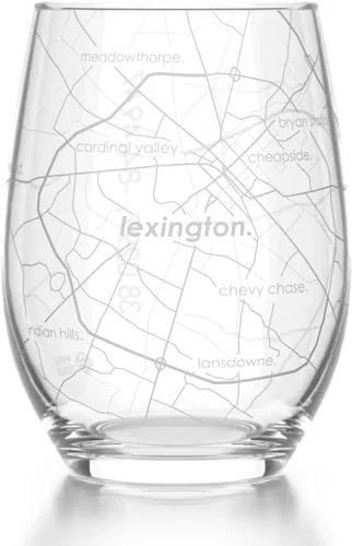 Vista 23 de Well Told Copa de vino sin tallo grabada con mapa de Atlanta, Georgia (15 oz, transparente) - Mapa de ciudad grabado, vaso personalizado, regalos