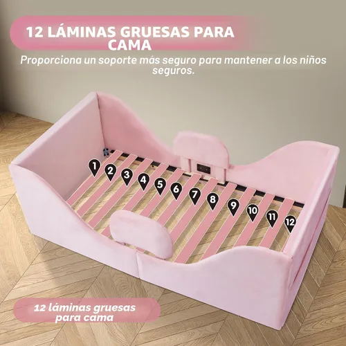 Vista 6 de Cama infantil con barandillas de seguridad, tamaño cuna Rosa