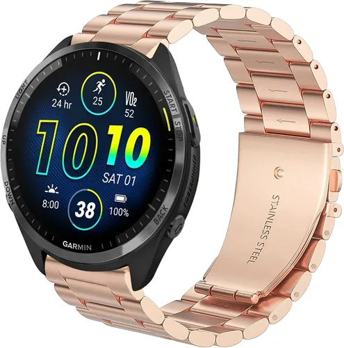 Vista 2 de Lamshaw Compatible con Garmin Forerunner 965, correa de repuesto de metal de acero inoxidable compatible con Garmin Forerunner 965 / Forerunner 265