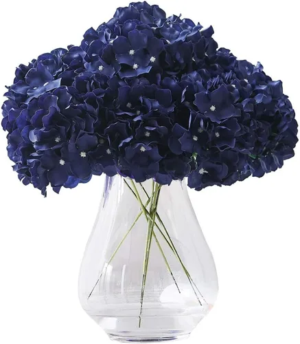 Vista 35 de Flores de hortensias artificiales rosa polvoriento, 10 cabezas de flores de seda de hortensia falsas para centros de mesa de boda, ramos de 10