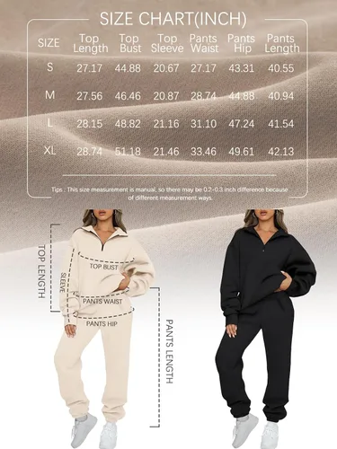 Vista 6 de AUTOMET Womens 2 Piece Outfits Long Sleeve Sweatsuits Sets Half Zip Sweatshirts with Joggers Sweatpants