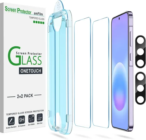 Vista 10 de amFilm OneTouch - Protector de pantalla para Samsung Galaxy S22 5G de 6.1 pulgadas, dureza 9H con protector de lente de cámara, más fácil