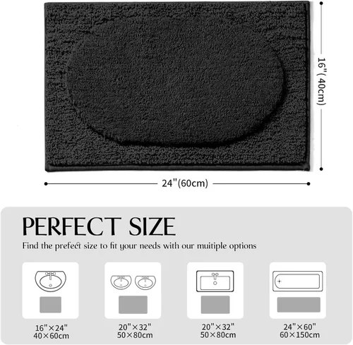 Vista 2 de DEXDE Alfombras de baño 24x16, alfombrillas de microfibra extra suaves y peludas, antideslizantes, absorbentes, de secado rápido, lavables a