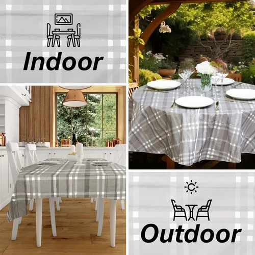 Vista 5 de EVERYDAY LUXURIES Mantel cuadrado impermeable de 52 x 52 pulgadas, resistente a las manchas y a las arrugas. Mantel decorativo de vinilo gris