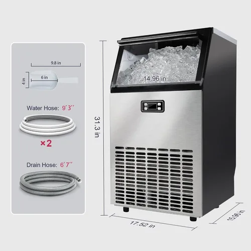 Vista 9 de ICYGLEE Máquina comercial para hacer hielo, máquina de hielo independiente