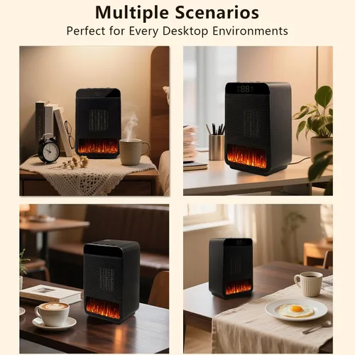 Vista 9 de Calentadores eléctricos portátiles para uso en interiores, calentador de espacio de cerámica con termostato, pantalla remota y digital, temporizador