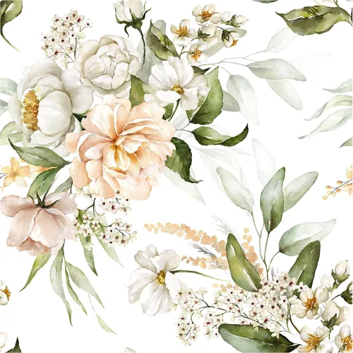 Vista 8 de Blooming Wall DPY53-D Papel pintado de rosas frescas de acuarela con hojas boho texturizadas despegar y pegar autoadhesivo papel pintado pre-pegado