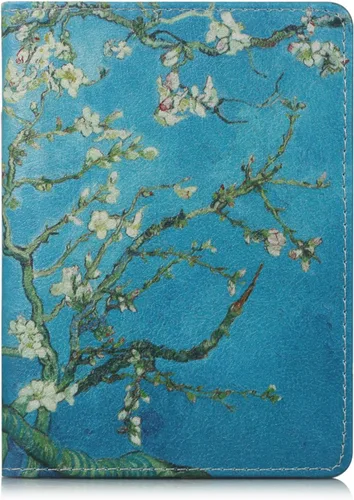 Vista 3 de EpicGadget - Funda de piel sintética con bloqueo RFID para pasaporte, funda de viaje tipo cartera, Flor de Cerezo, Cartera Rfid