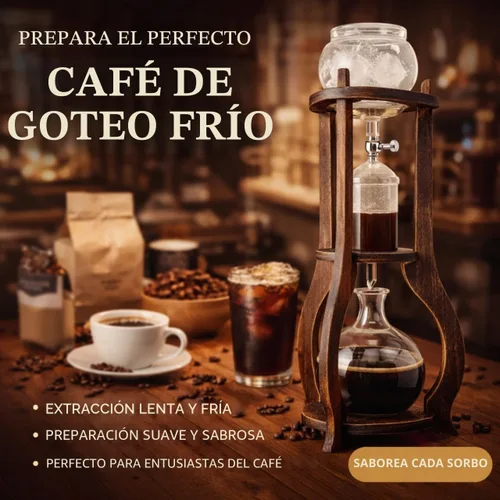 Vista 5 de Nispira Cafetera de Torre de Goteo para Café Frío Cold Brew, Cafetera Manual Cold Brew de 6 a 8 tazas con Válvula Ajustable, Marco de Madera