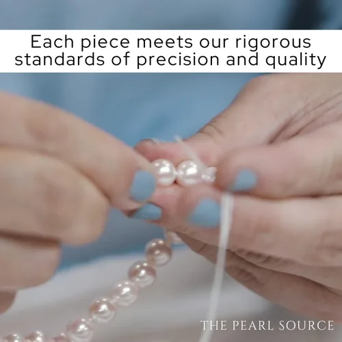 Vista 4 de The Pearl Source Sterling Silver AAAA Quality Triple Strand White Freshwater Cultured Pearl Necklace for Women