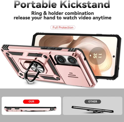 Vista 3 de Funda para Motorola Edge 2025 con protector de pantalla HD y cubierta para Oro rosa