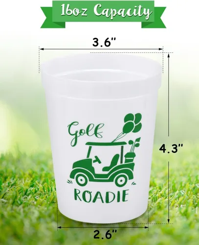 Vista 3 de Nefelibata Copas de golf para despedida de soltera, 12 unidades, vasos de plástico Let's Par-Tee, decoraciones de fiesta temática de golf
