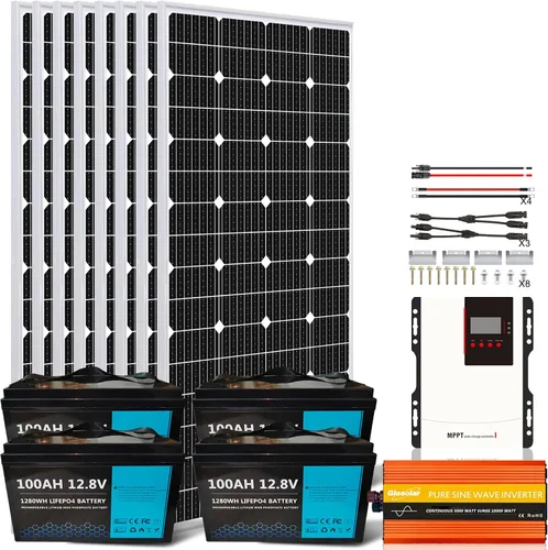 Vista 10 de Kit completo de panel solar de 5.4 KWH con batería e inversor, kit solar de 1350 W 24 V para barco RV, 6 paneles solares de 225 W 12 V, 2
