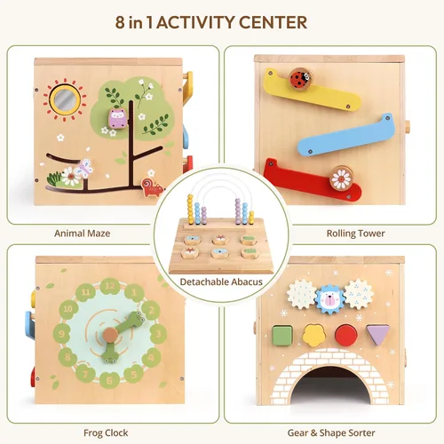 Vista 4 de Cubo de actividades de madera Montessori Juguetes para niños