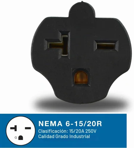 Vista 3 de Conntek 30125 NEMA L6-20P a NEMA 6-15/20R enchufe conector de bloqueo de 250 V