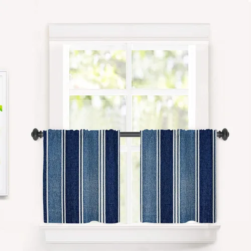Vista 109 de Cortinas opacas de poliéster multicapa para cafetería, con diseño de diamantes, 2 unidades, 26 x 24 pulgadas