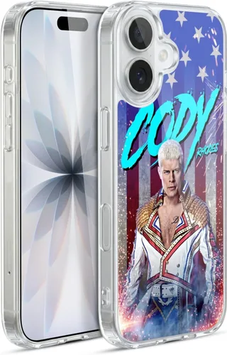 Vista 76 de Head Case Designs Funda de gel suave con licencia oficial de la WWE American Nightmare Flag Cody Rhodes Graphics compatible con Apple iPhone 7