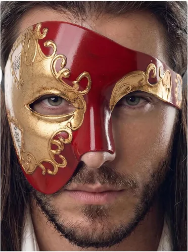 Vista 46 de Máscara de mascarada para hombre, máscara del fantasma de la ópera, máscara de baile de graduación, Mardi Gras, Haloween veneciano, media cara