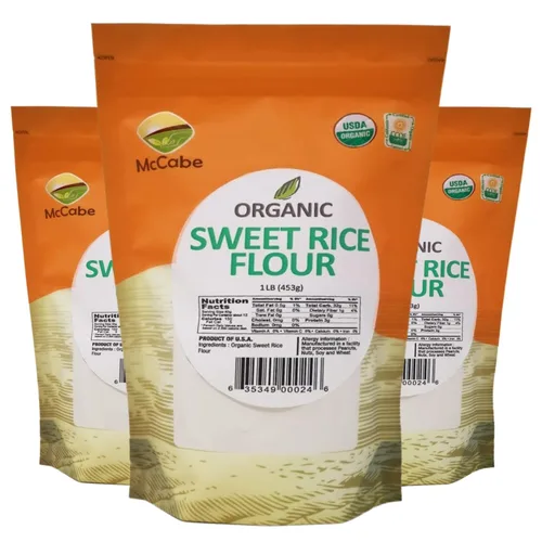Vista 2 de McCabe Harina de arroz dulce orgánica – Harina de arroz glutinosa orgánica sin gluten Harina de arroz dulce para hornear Rica en fibras