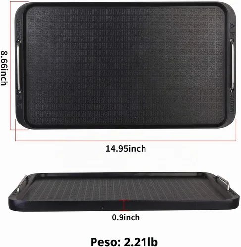 Vista 2 de Plancha plana para estufa, sartén antiadherente, parrilla superior para estufa, 14.96 x 8.66 pulgadas, funciona con Power XL, Chefman, Carl Schmidt