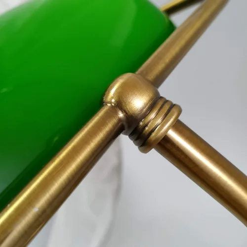 Vista 5 de Lámpara de escritorio de estilo retro, lámpara de escritorio con base de latón, pantalla de vidrio verde, lámpara de escritorio para banqueros