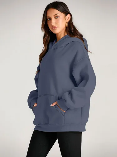 Vista 3 de EFAN Sudaderas de manga larga con capucha para mujer, holgadas, con forro de polar, con bolsillos, para invierno y otoño, estilo Y2K de los 2000