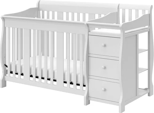 Vista 15 de Storkcraft Portofino - Cuna convertible 5 en 1 y cambiador (Espresso) - Combo de cuna y cambiador con 3 cajones, incluye cambiador de bebé, se