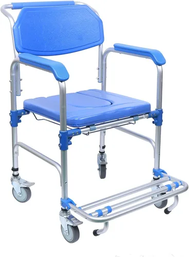 Vista 2 de Silla de ruedas plegable 3 en 1 (350 libras), silla de ruedas con ducha, inodoro, sillas de ruedas comode ducha para ancianos y discapacitados
