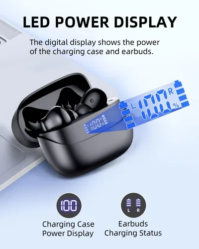 Vista 3 de Auriculares inalámbricos A8 PRO Bluetooth y auriculares intrauditivos con graves profundos, llamada clara, IPX7 impermeables, auriculares