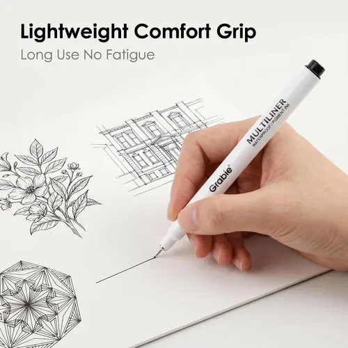 Vista 6 de Grabie Bolígrafos Micro Fineliner, 6 bolígrafos de dibujo impermeables 6-negro
