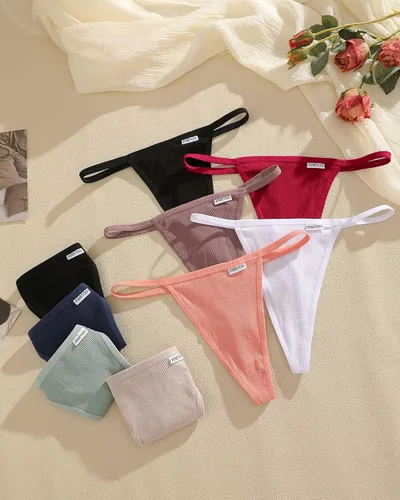 Vista 3 de FINETOO Paquete de 10 tangas de algodón sexy tanga de tiro bajo