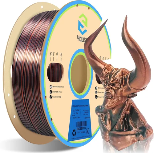 Vista 22 de Yousu Seda de Doble Color Filamento PLA para 3D Impresora Filamento Coextrusión PLA Multicolor Filamento PLA 1.75mm (± 0.03 mm) Compatible