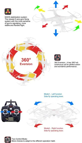 Vista 2 de Syma X5C, cuadricóptero equipado con cámaras HD, Gyro de 6 ejes 2.4 G