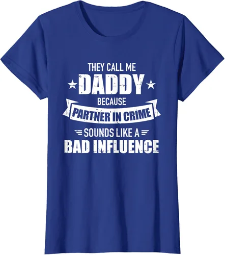 Vista 7 de Call me dad partner in crime bad influence camiseta divertida regalo papá, Negro, S