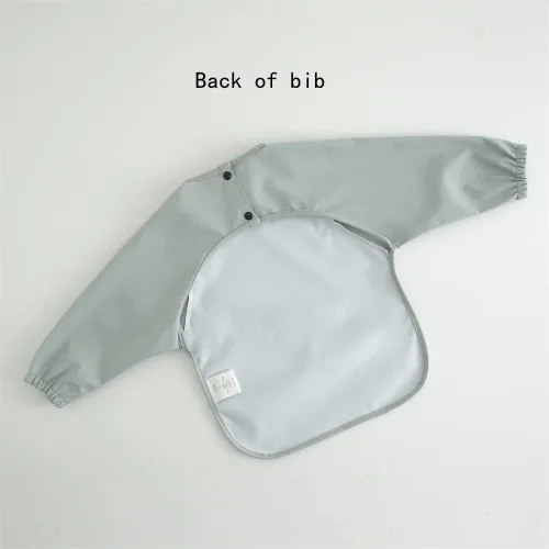 Vista 6 de Baberos impermeables para bebés, babero de alimentación de manga larga con recogedor de alimentos, se limpia y lavable