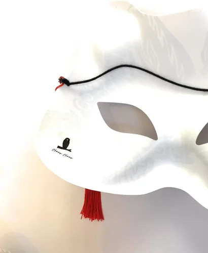 Vista 5 de happy happy Kitsune Fox Neko - Máscara de gato para disfraz de Navidad, para cosplay de animales y Kabuki