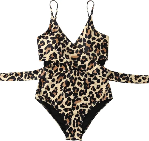Vista 4 de SUUKSESS - Traje de baño de una pieza con recortes de cintura alta para mujer