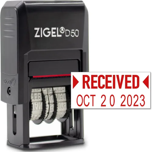 Vista 37 de ZIGEL Sello de Fecha D50 con Completado - Sello de Fecha Autoentintado - Negro