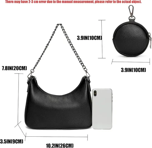 Vista 4 de Bolsos tipo Hobo pequeños para mujer bolsa de hombro suave multiusos ligera retro con monedero 2 piezasjuego