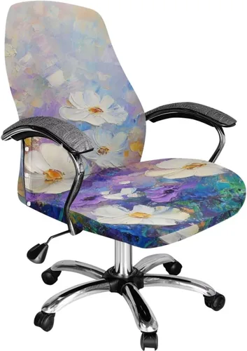 Vista 37 de Green Leaf - Fundas para sillas de oficina en casa, fundas elásticas para sillas de escritorio de computadora, respaldo alto, universales, fundas