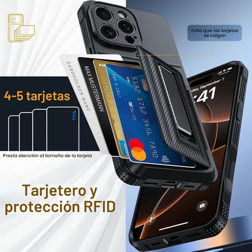 Vista 2 de Oneagle Funda tipo cartera para iPhone 16 Pro Max con tarjetero y soporte