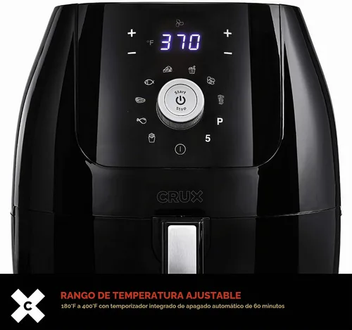 Vista 5 de CRUX Freidora de aire digital de 6 cuartos de galón con sartén antiadherente extraíble apta para lavavajillas y bandeja para crujir, temporizador