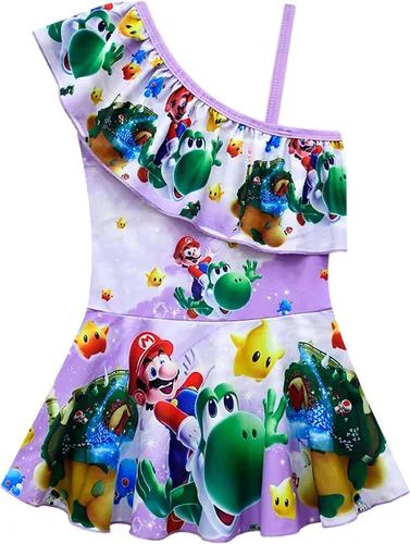 Vista 2 de Oman nylon Girls Swimsuit,12 Piece Swimming Suits Movie Graphic Bathing Suit Gift Swimwear for Girls 3-9Years